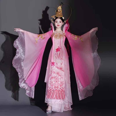 Pink Tang Empress Pageant show dresses for women girls Opening dance costume girl Chinese style Dress up Model show Tang Dynasty classical dance costumes 